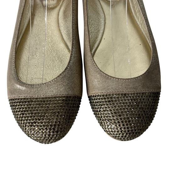 Jimmy Choo Crystal Embellished Cap Toe Ballet Flats Champagne Size 38.5 (8.5) - Picture 3 of 10
